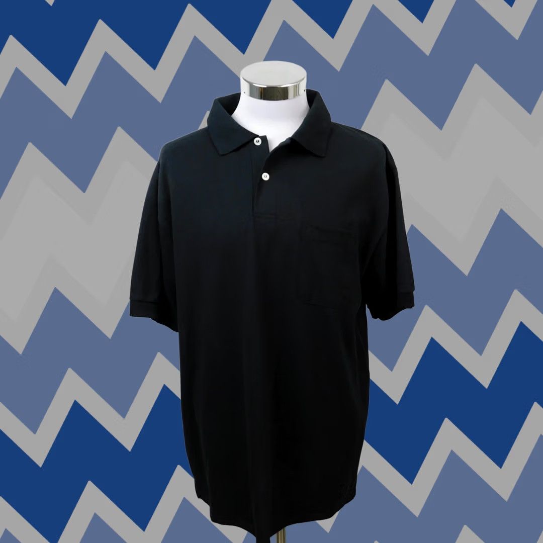 Vintage Puritan Men's Short Sleeve Knit Cotton Blend Polo Top - Black Large 90s Polo Shirt Mens Size US L / EU 52-54 / 3 - 1 Thumbnail