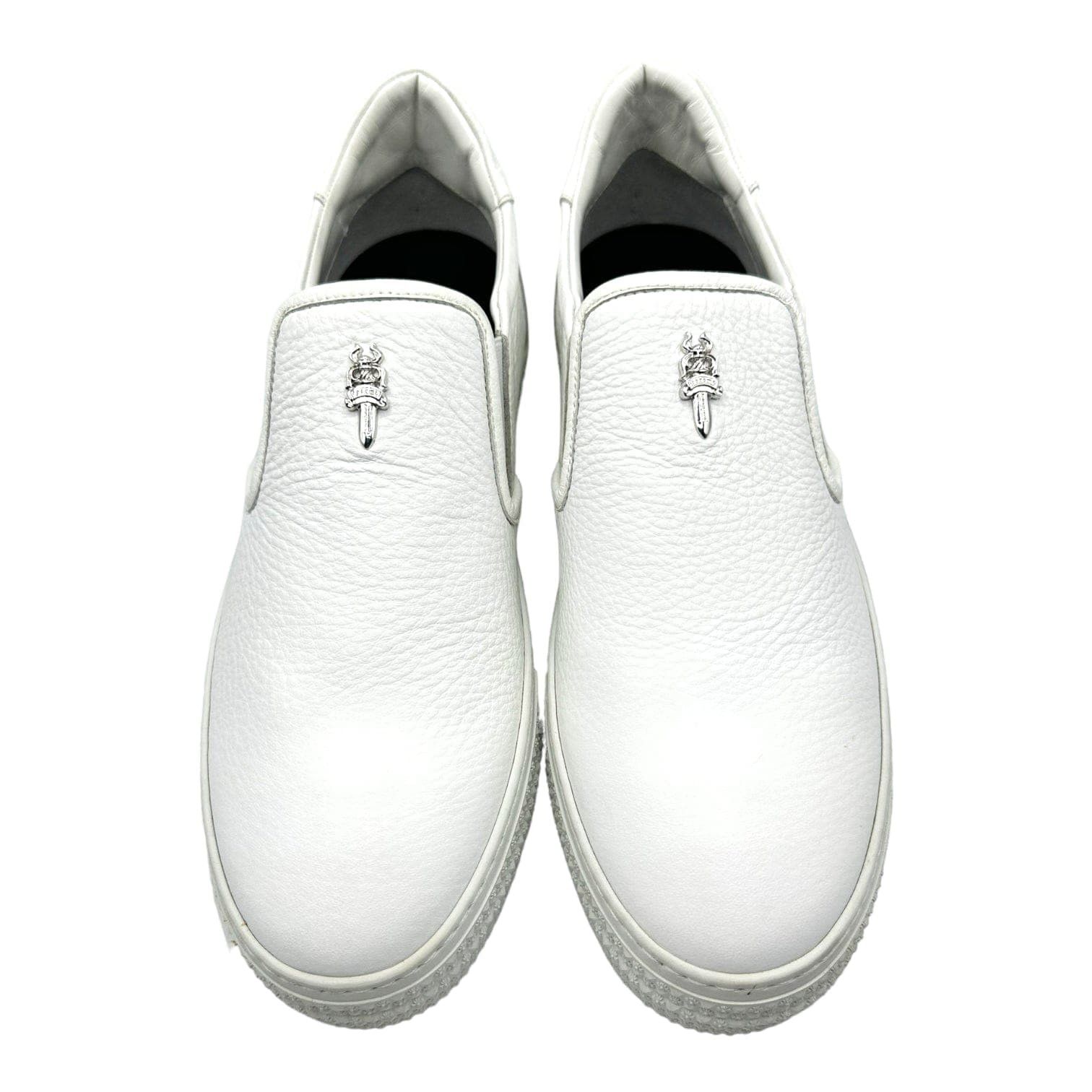 Chrome Hearts Slip On Leather Sneaker White (.925 Silver) Size US 8 / EU 41 - 1 Thumbnail