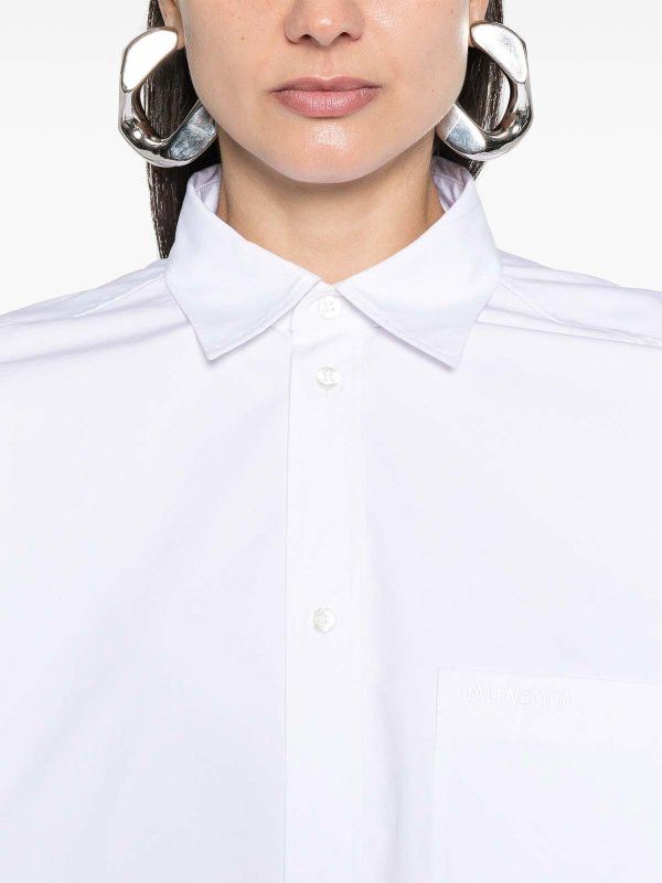 Balenciaga o1bcso1str0326 Asymmetric Shirt Large Fit in White Size XS / US 0-2 / IT 36-38 - 4 Thumbnail