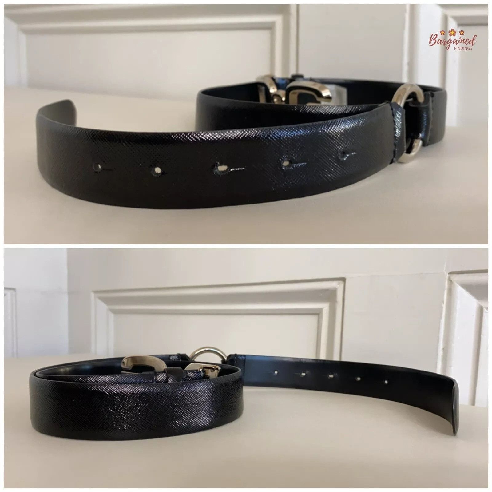 Dolce & Gabbana Dolce & Gabbana Black Patent Leather Silver D&G Buckle Belt Size 32 - 6 Thumbnail