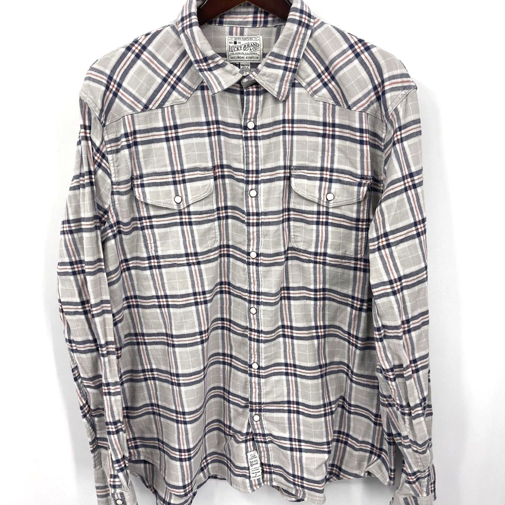 Lucky Brand Lucky Brand Western Shirt Men 2XL Pocket Stretch Plaid Casual Christmas? Size US XXL / EU 58 / 5 - 2 Thumbnail