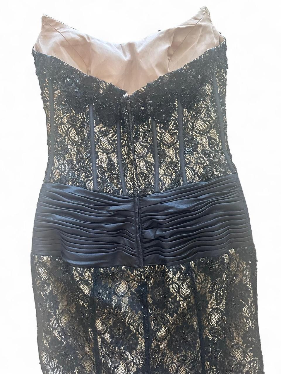 Absolutely Stunning Black Lace Boned Bustier Mermaid Gown