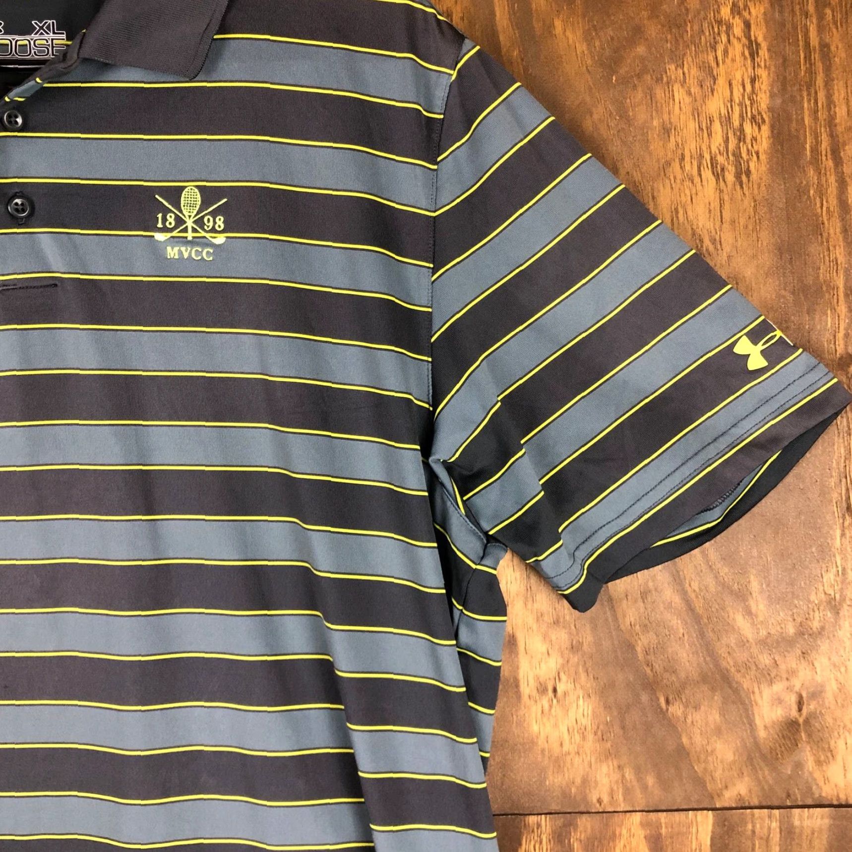 Under Armour Under Armour Mens Polo Shirt Gray Striped Loose Fit XL Size US XL / EU 56 / 4 - 5 Thumbnail