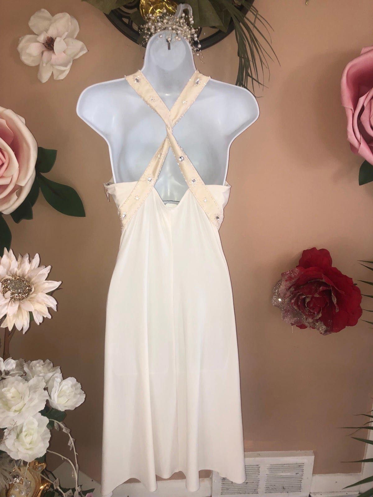 v neck halter dress midi Mint Velvet Green Beige Blend Halter Midi Dress | Size 02 | Green | Sleeveless main image 1