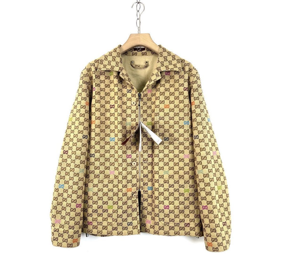 Gucci Beige Patterned Zip-Front Jacket - Size S Size US S / EU 44-46 / 1 - 1 Thumbnail