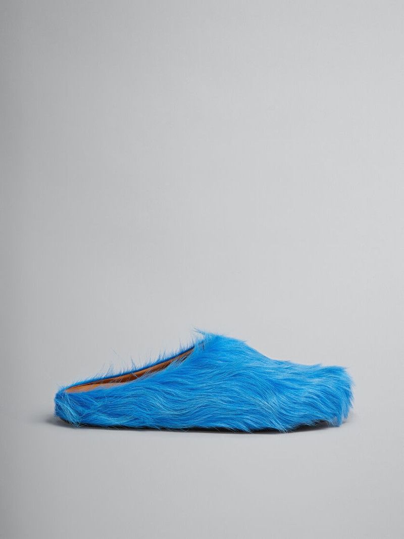 Marni o1f1d3z0526 Long-Haired Calfskin Fussbett Sabot in Blue Size US 8 / EU 41 - 1 Thumbnail