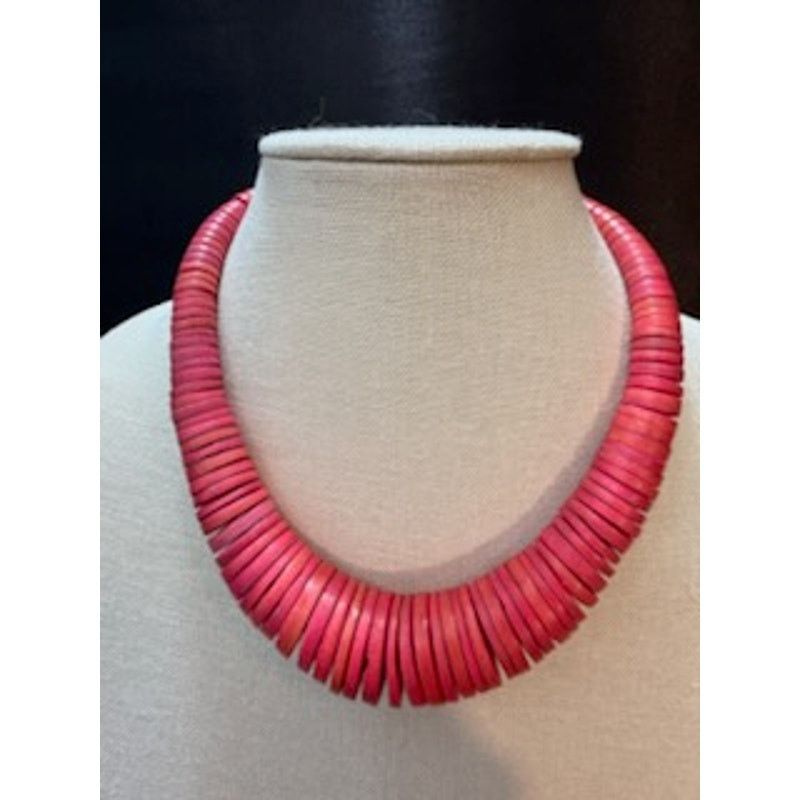 Other Vintage Red Wood Disc Necklace Bold Statement 16 Inch Size ONE SIZE - 2 Thumbnail