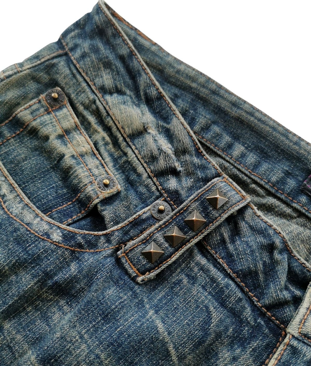 LOWBOX Archival Japanese Punk Studded Flare Jeans Lowbox Size US 31 - 12 Thumbnail