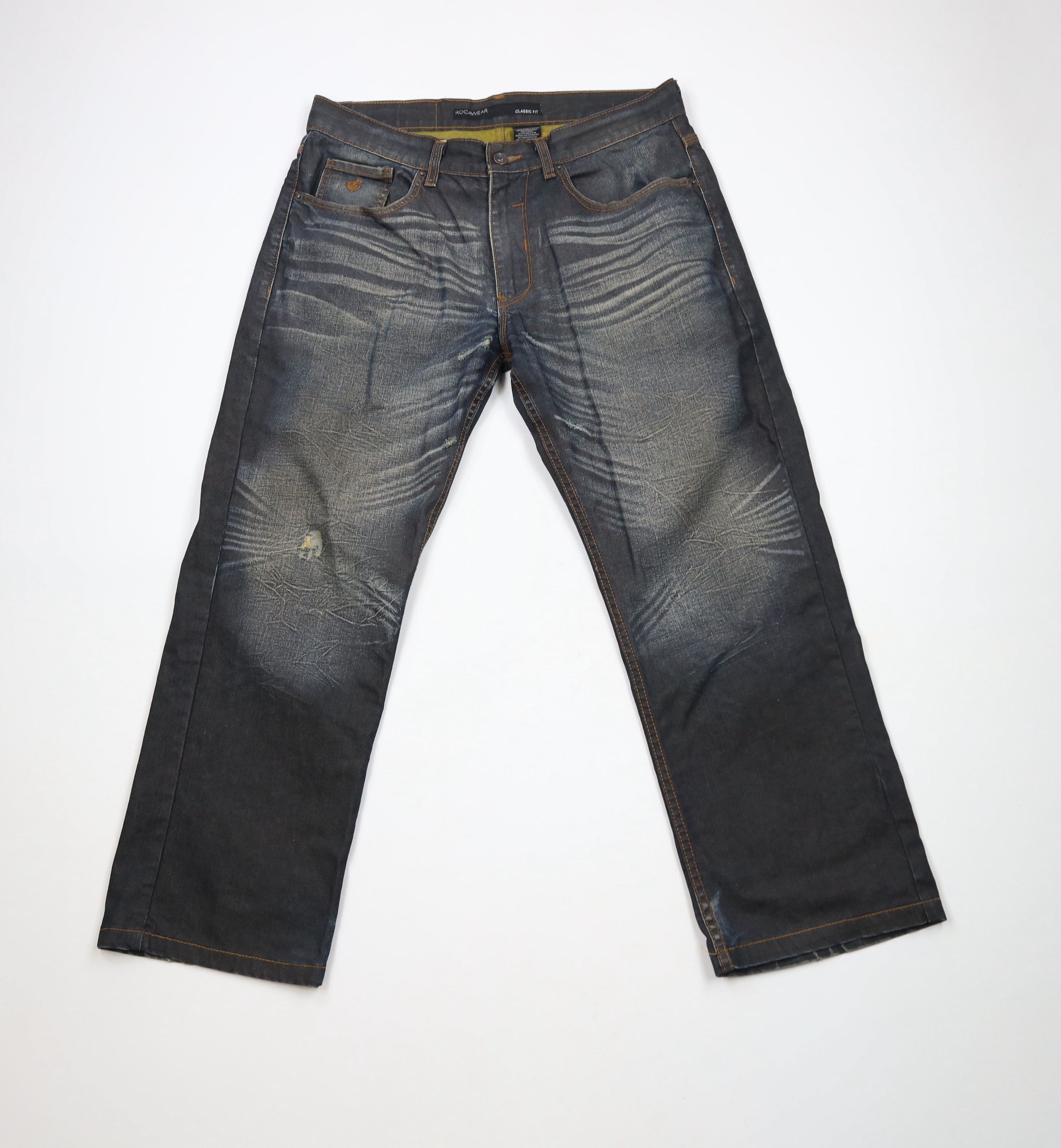Vintage 90s Y2K Rocawear Baggy Wide Leg Denim Jeans Hip Hop