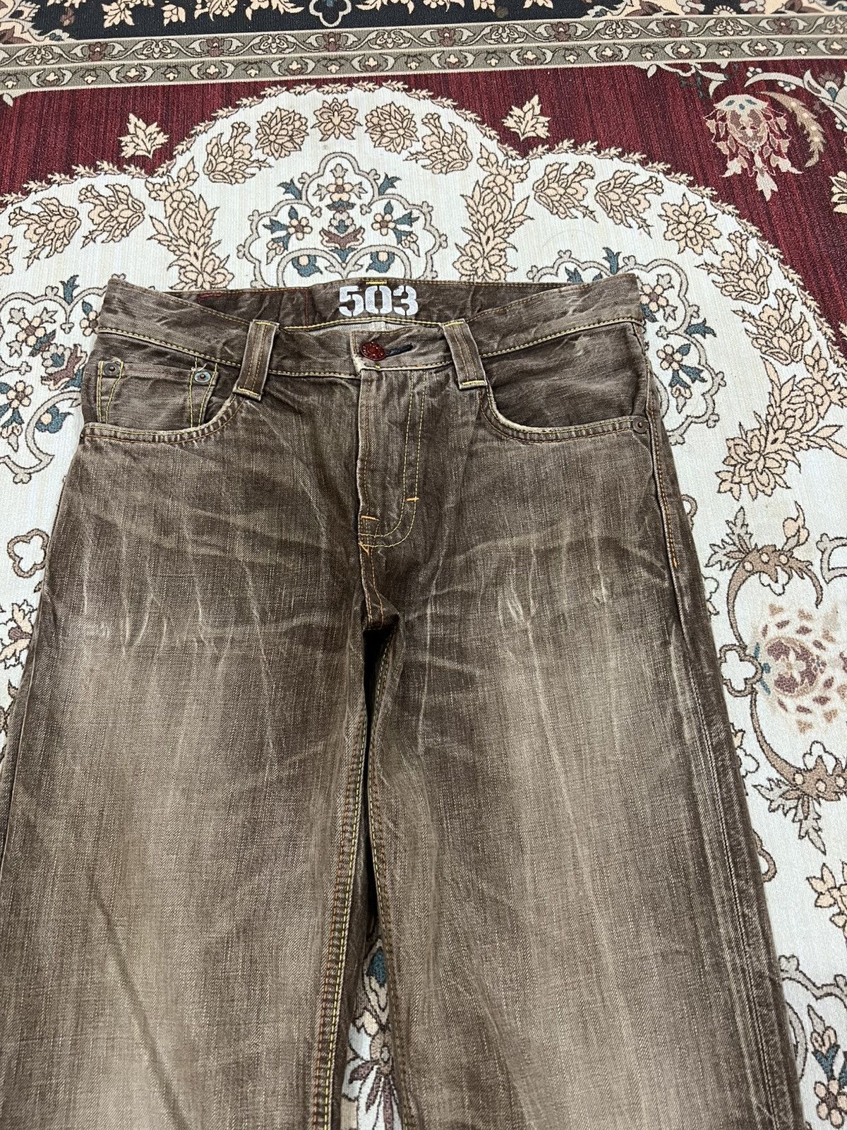 Edwin 💥Flare💥Vintage Edwin 503 Blue Trip Faded Flare Denim Jean Size US 31 - 3 Thumbnail