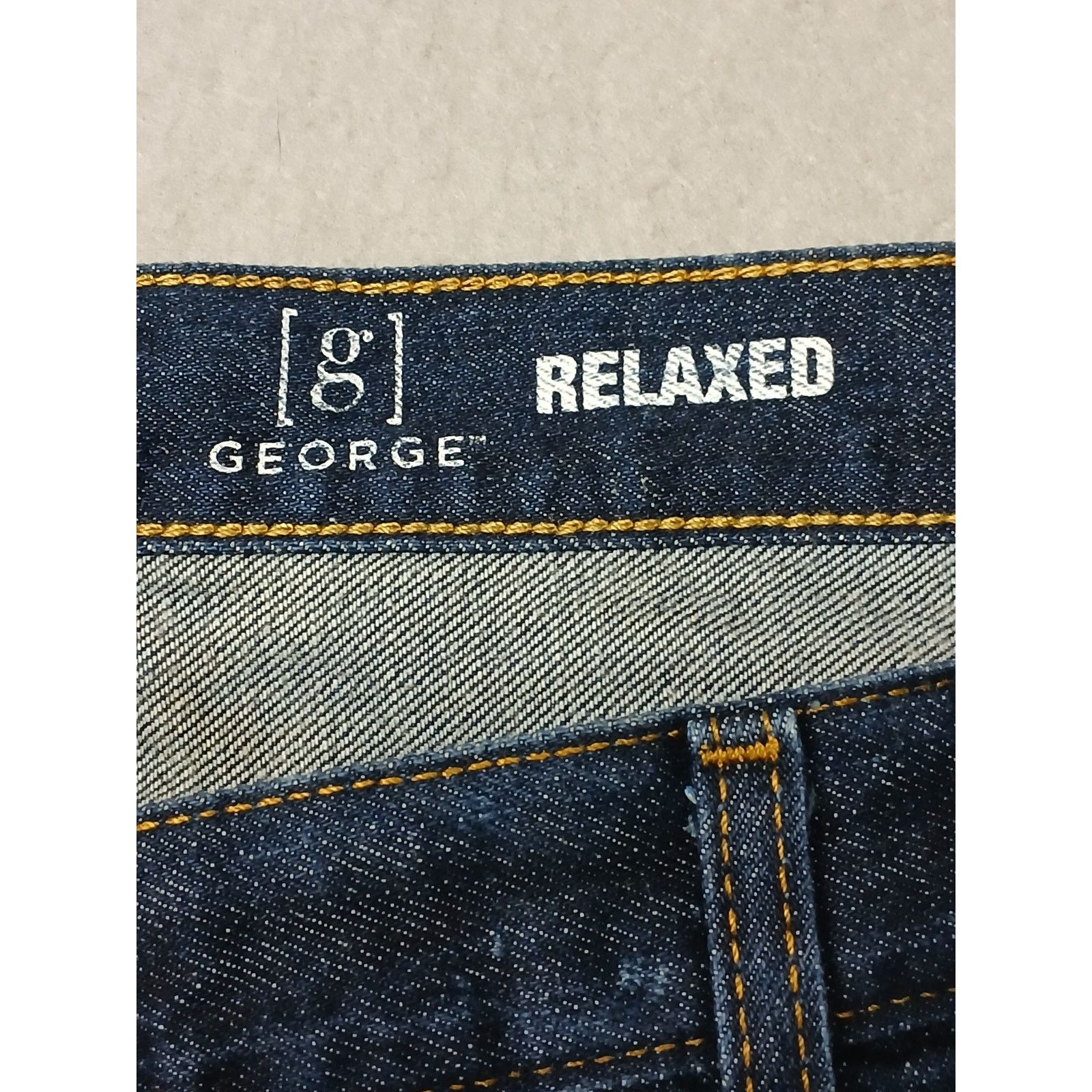 George George (50x30) Men's Straight Leg Relaxed Blue Denim Jeans Size US 34 / EU 50 - 7 Thumbnail