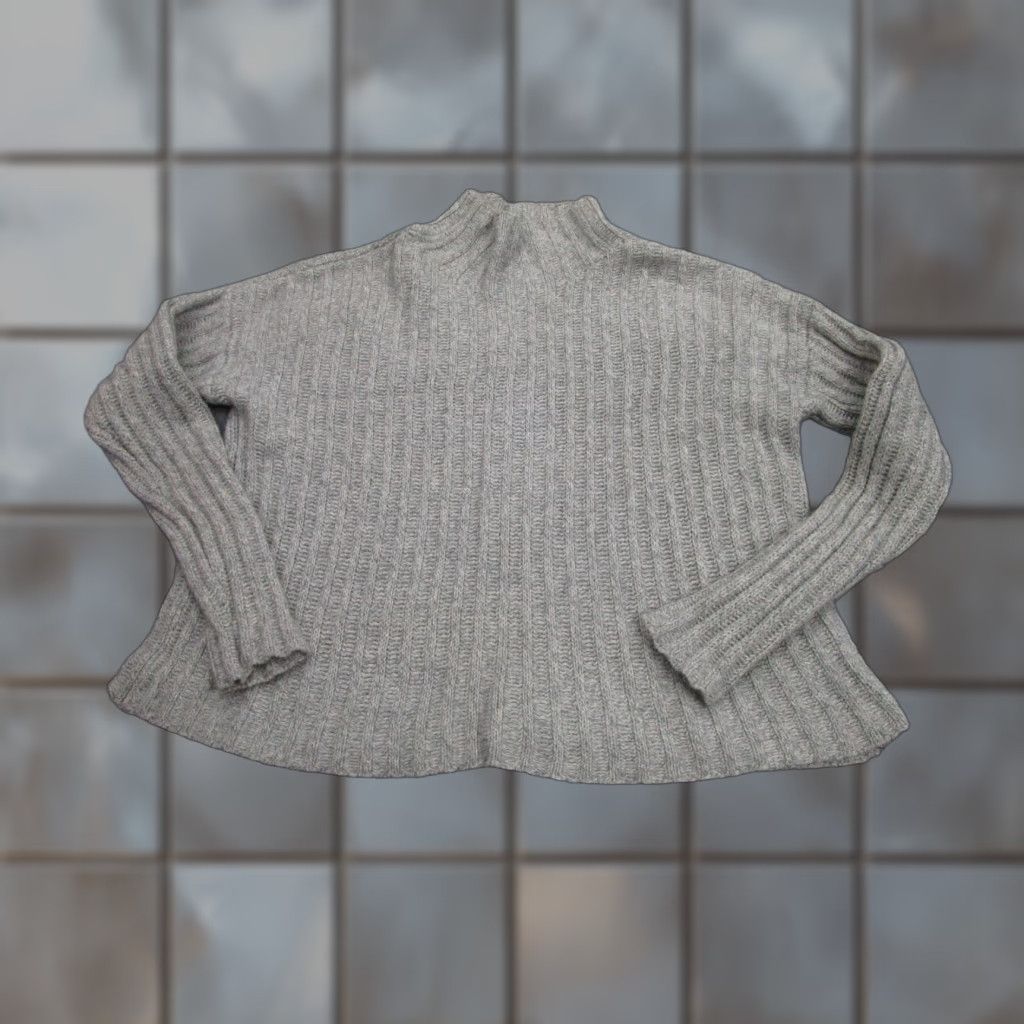 Vintage SWTR Sweater Womens Large Gray Merino Cashmere Mock Neck Ribbed Knit Pullover Size L / US 10 / IT 46 - 1 Thumbnail