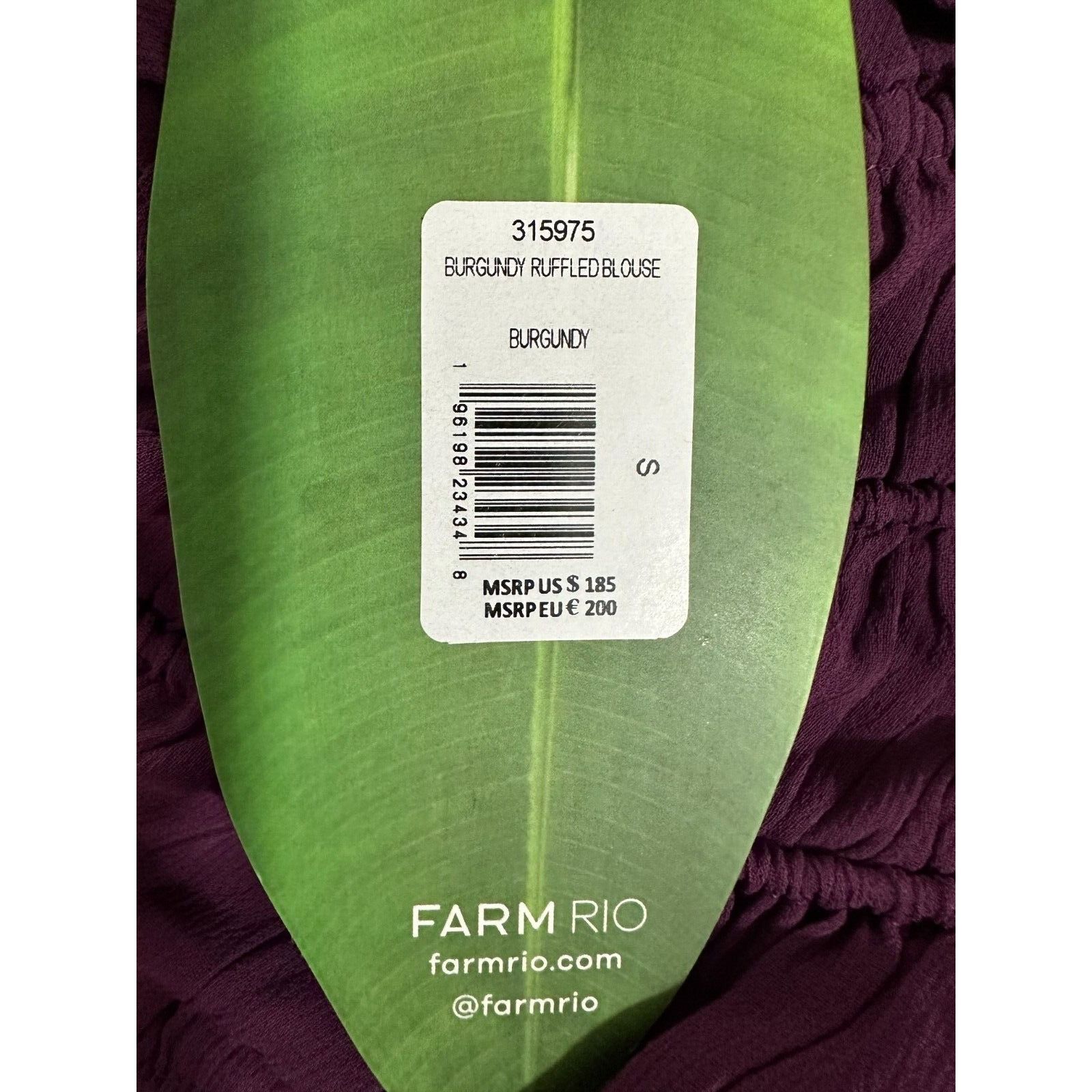 Farm Rio Farm Rio Burgundy Ruffled Blouse Size S NWT MSPR 185 Size S / US 4 / IT 40 - 4 Thumbnail