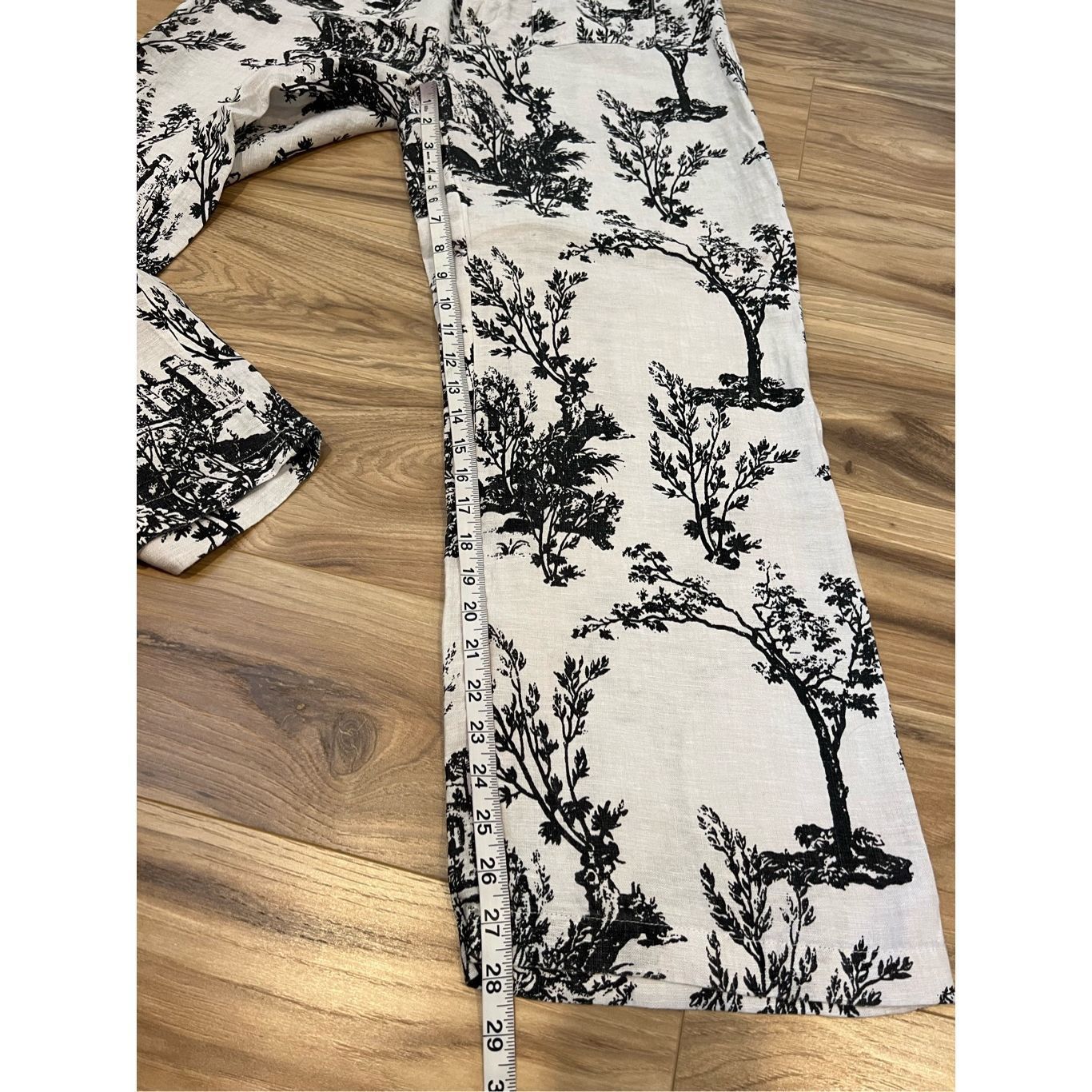 Joie Joie NWT Pants Wide Leg Linen Tree Printed Ivory/Black Pocke Size 32" / US 10 / IT 46 - 7 Thumbnail