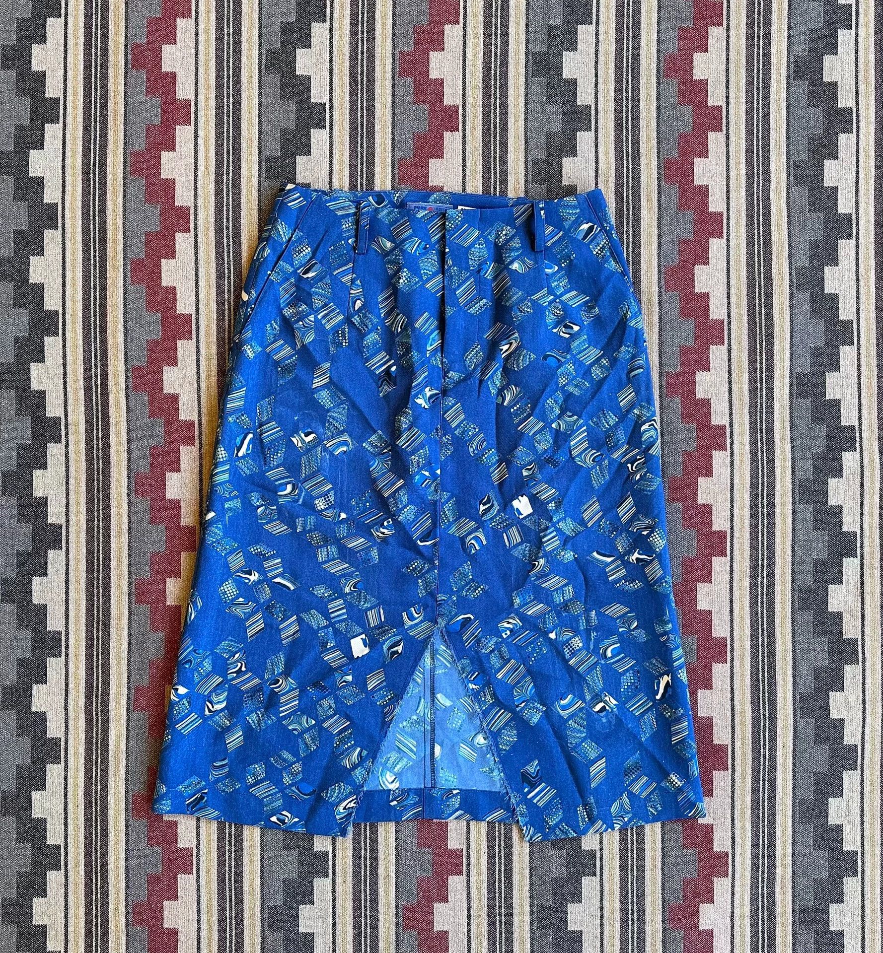 Blue Blue Japan BLUE BLUE JAPAN Indigo Marble Print S Skirt Size 26" / US 2 / IT 38 - 1 Thumbnail