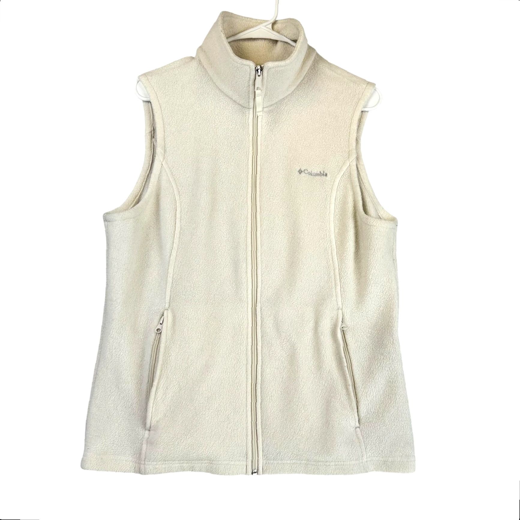 Layer 8 Columbia Vest Womens L Fleece Zip Pockets Ivory Full Zip Outdoor Layer Size L / US 10 / IT 46 - 2 Thumbnail