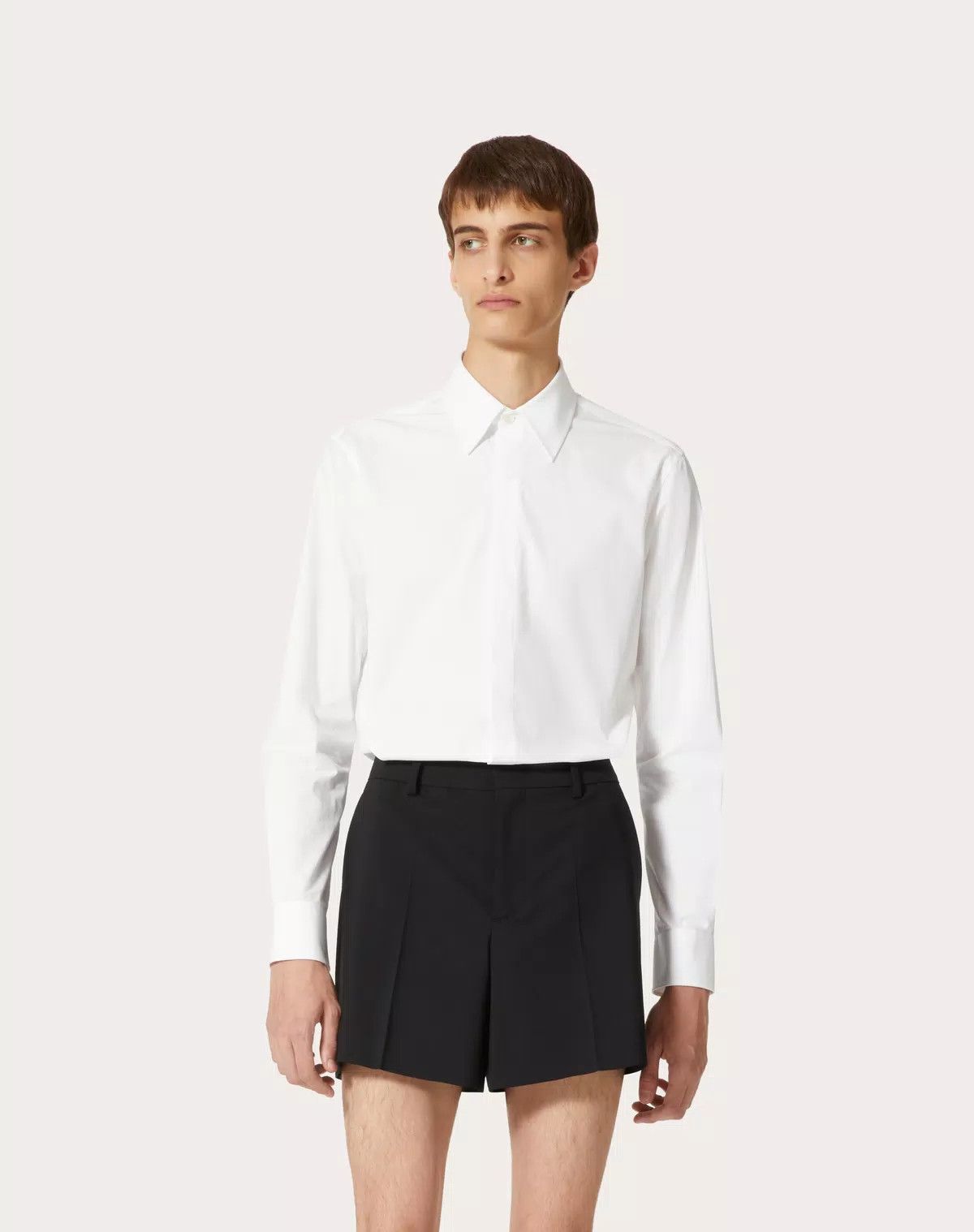 Valentino oc11z0725 Heavy Cotton Poplin Long Sleeve Shirt in White Size US M / EU 48-50 / 2 - 4 Thumbnail