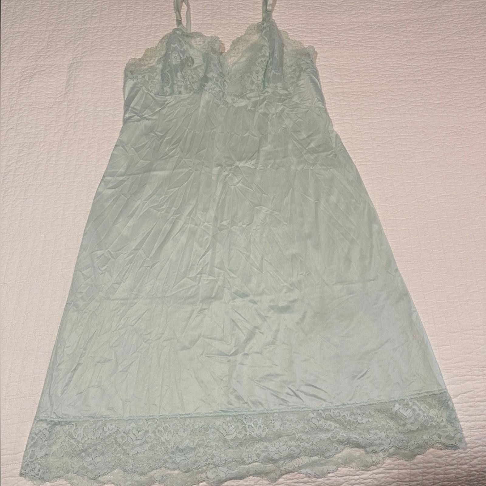 Other Vanity Fair 38 Large Slip Dress Nightgown 80's Vintage Lace Size ONE SIZE - 2 Thumbnail