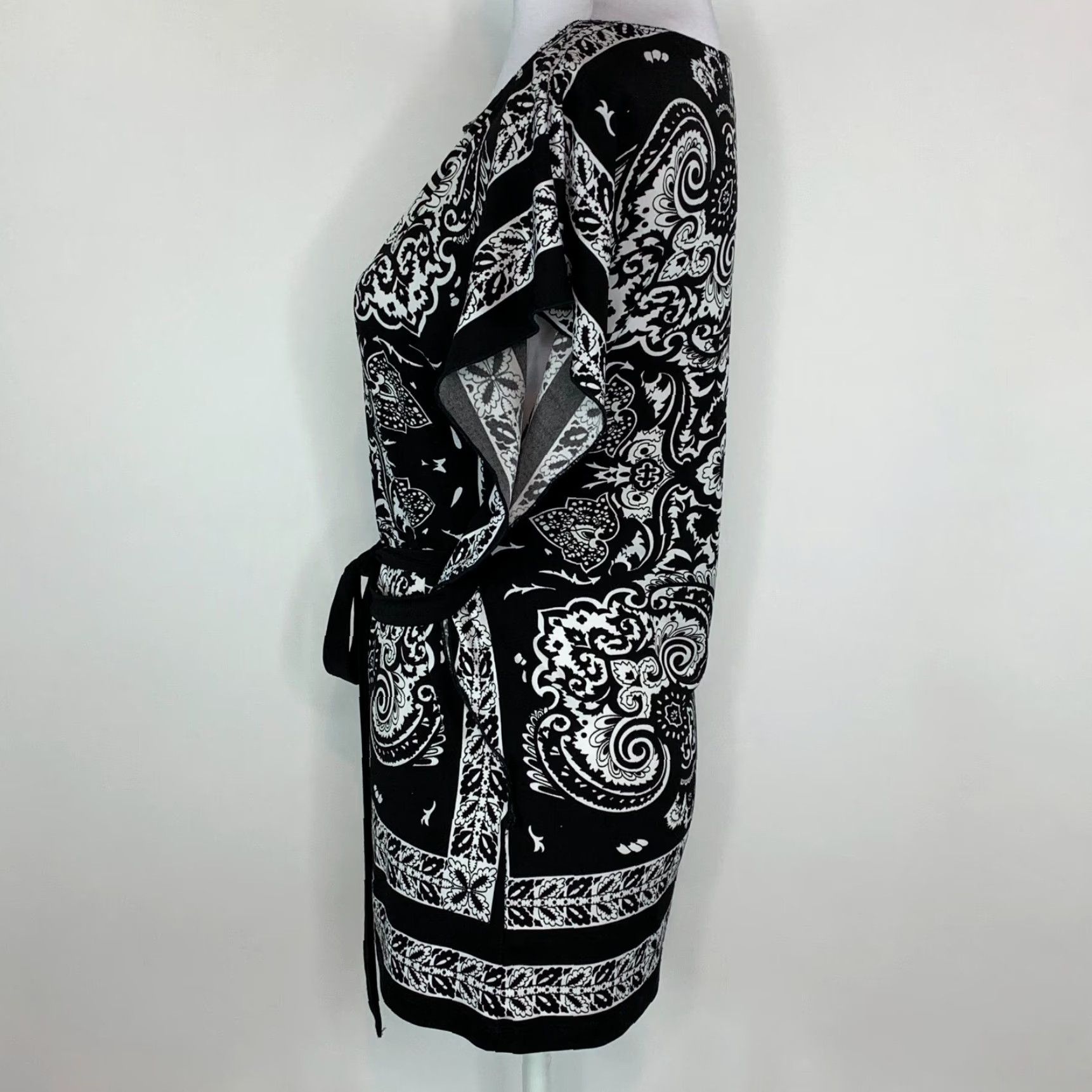 Vintage Wrapper Women XS Paisley Top Blouse Butterfly Sleeve Tie Waist Kimono Style Size XS / US 0-2 / IT 36-38 - 7 Thumbnail