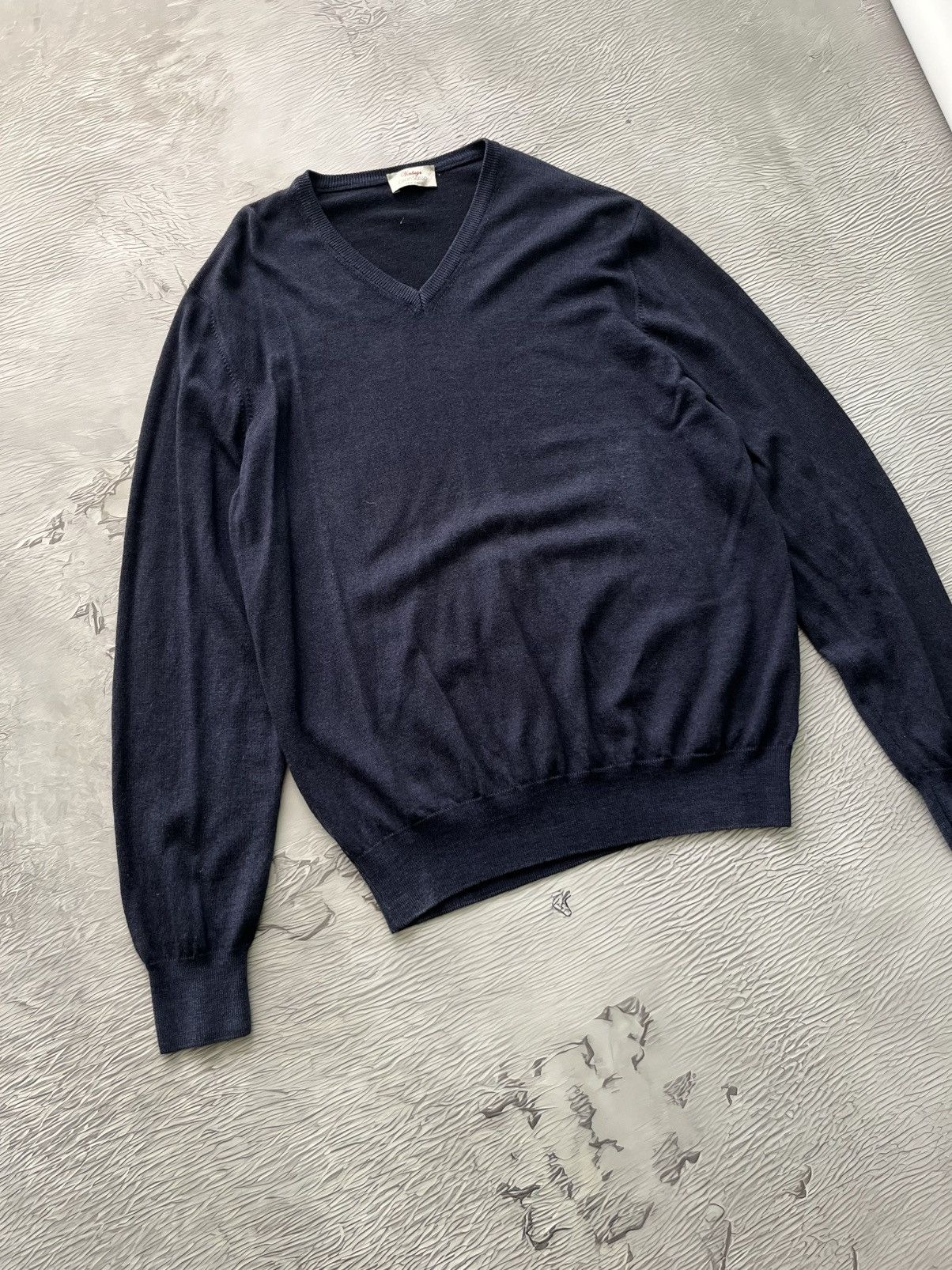 Gran Sasso Vintage Gran Sasso Wool V-Neck Sweater Blue Size US L / EU 52-54 / 3 - 3 Thumbnail