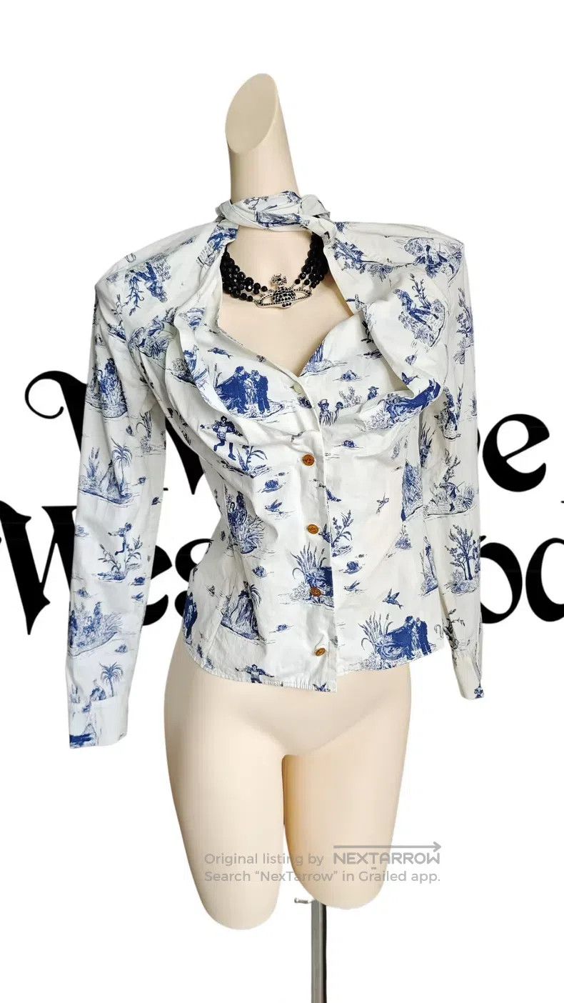 Vivienne Westwood Vivienne Westwood Blue and White Porcelain Printed Long Sl Size M / US 6-8 / IT 42-44 - 1 Thumbnail
