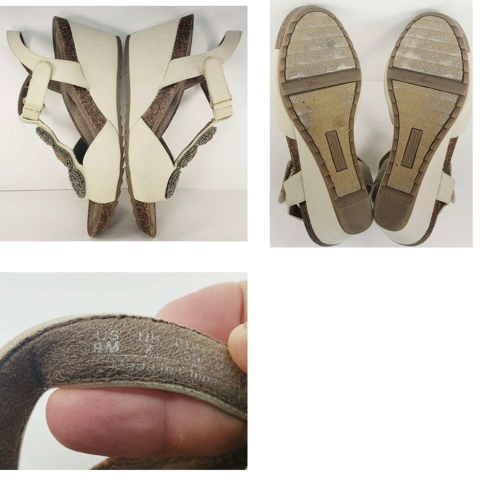 Vintage Natural Soul Tristin Wedge Sandals Women's Sz 9M Beige T-strap with Ornaments Size US 9 / IT 39 - 8 Thumbnail