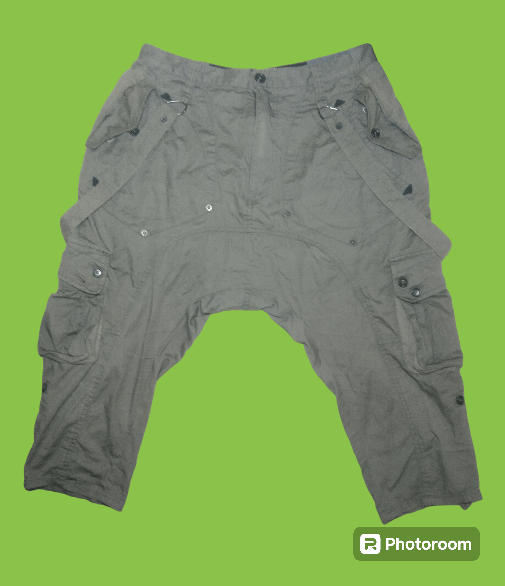 PPFM Dropped Crotch Drawstring Parachute Short Pants
