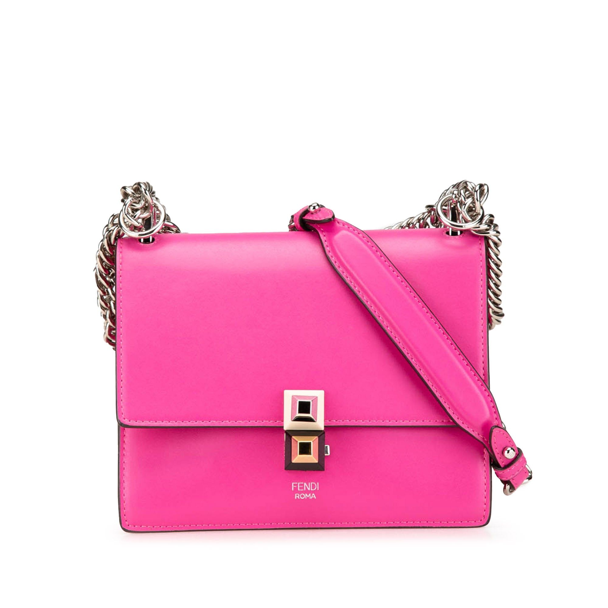 Fendi Fendi Small Leather Kan I Crossbody Pink Size ONE SIZE - 1 Thumbnail