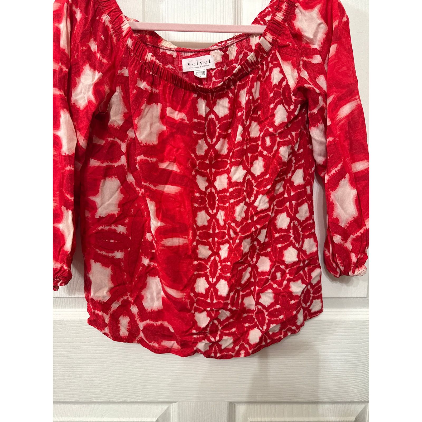 Velvet Velvet by Graham & Spencer Red Boho Off the Shoulder Top, S Size S / US 4 / IT 40 - 4 Thumbnail