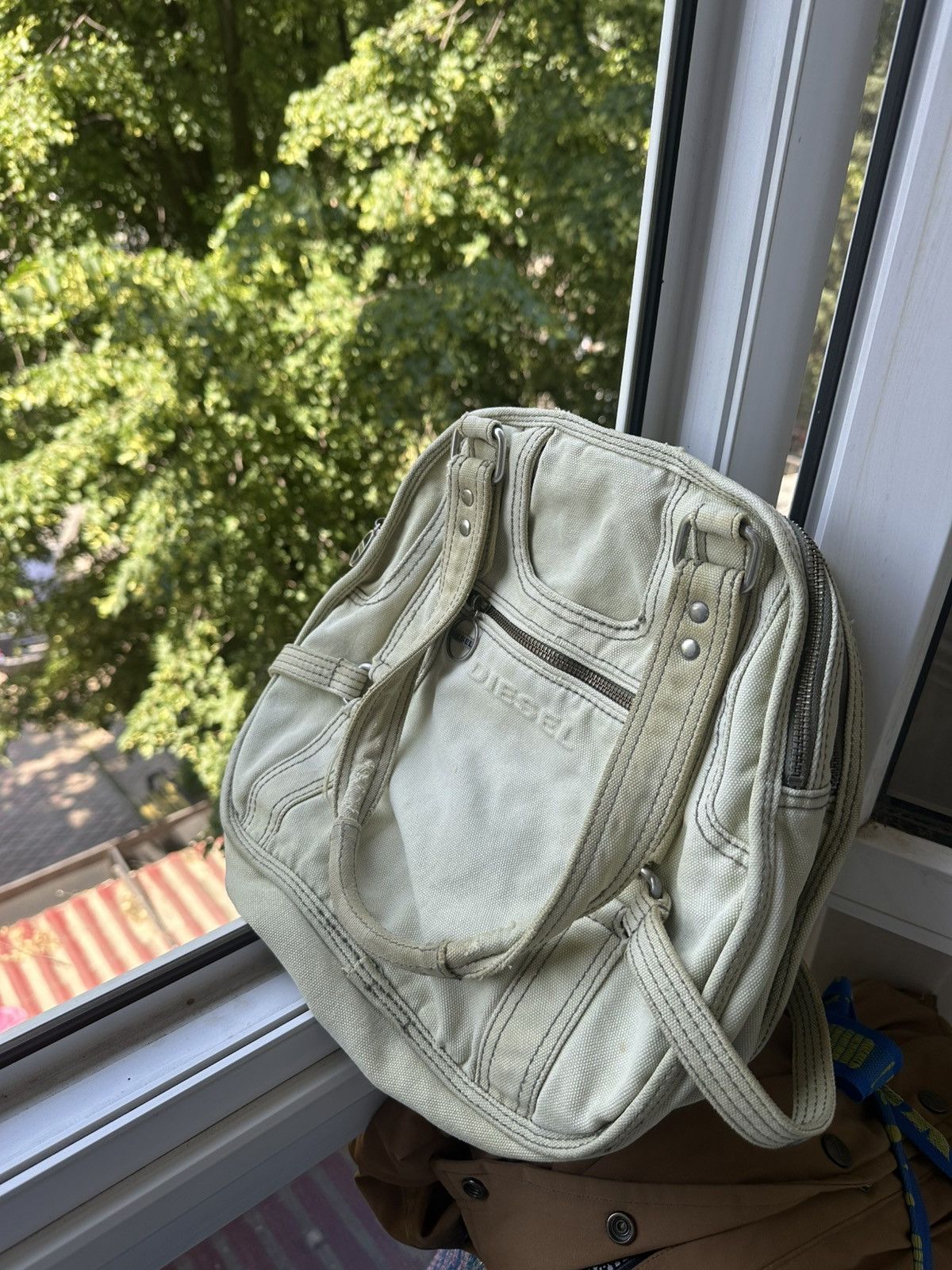 Diesel Diesel Round Canvas Tote “Still Brave” Y2K Bag Faded Japan Size ONE SIZE - 3 Thumbnail