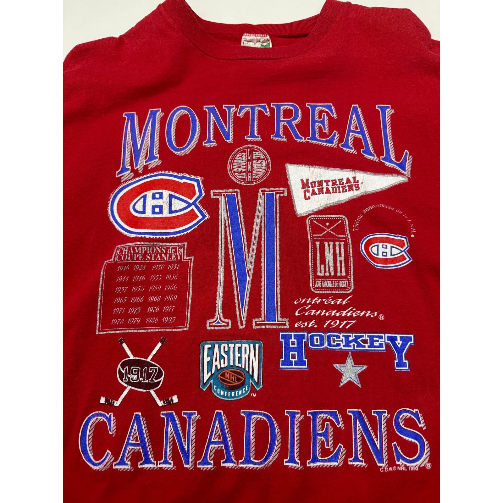 Vintage Vintage 1993 Montreal Canadians NHL Hockey Graphic T Shirt L Size US L / EU 52-54 / 3 - 5 Thumbnail