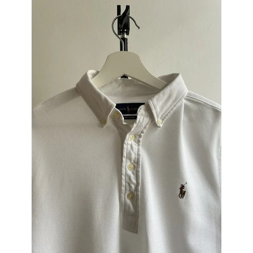 Polo Ralph Lauren Ralph Lauren White Knit Oxford Polo Shirt (Classic Logo) Size US M / EU 48-50 / 2 - 3 Thumbnail