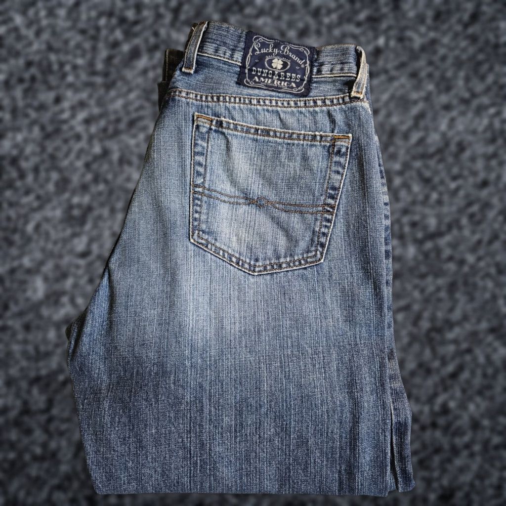 Lucky Brand VINTAGE Lucky Brand Dungarees Distressed Denim Medium Wash Mens Sz 34x29 Size US 34 / EU 50 - 1 Thumbnail