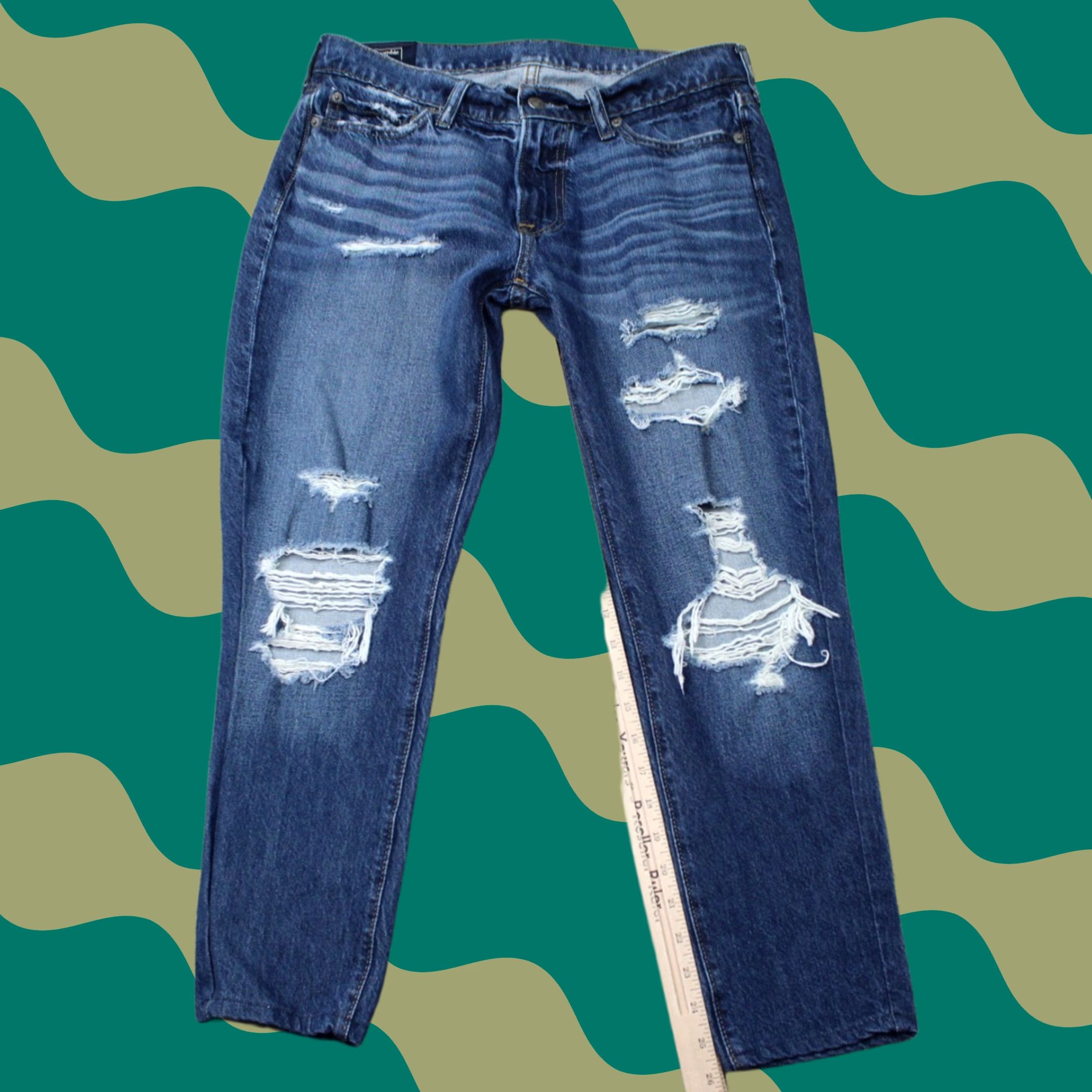 Abercrombie & Fitch Abercrombie & Fitch Jeans Mens 30x26 Blue Langdon Distressed Slim Fit Denim Shirt? Size US 30 / EU 46 - 1 Thumbnail