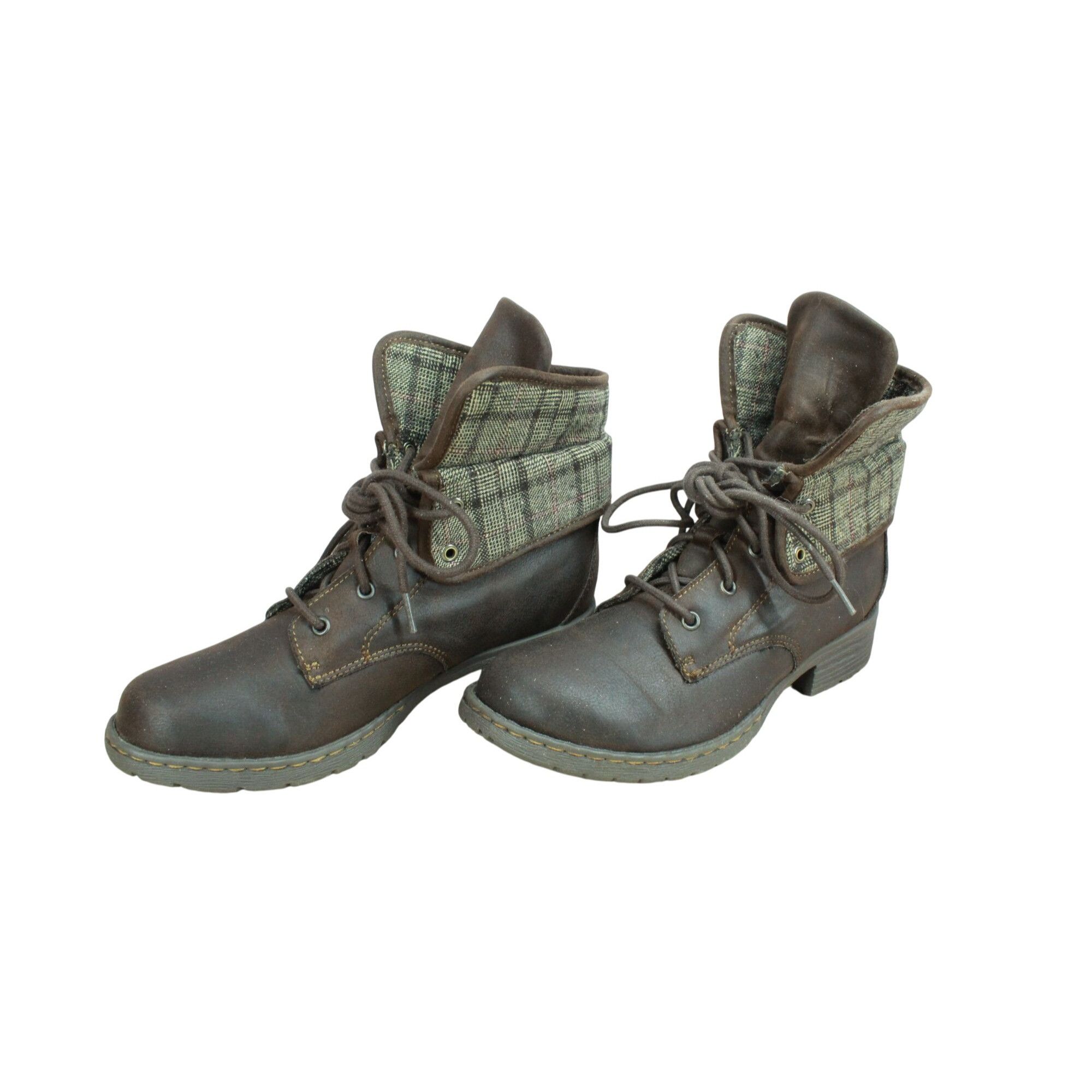 Born BOC by Born Leather Plaid Lined Foldable Ankle Boots Size US 7 / IT 37 - 2 Thumbnail