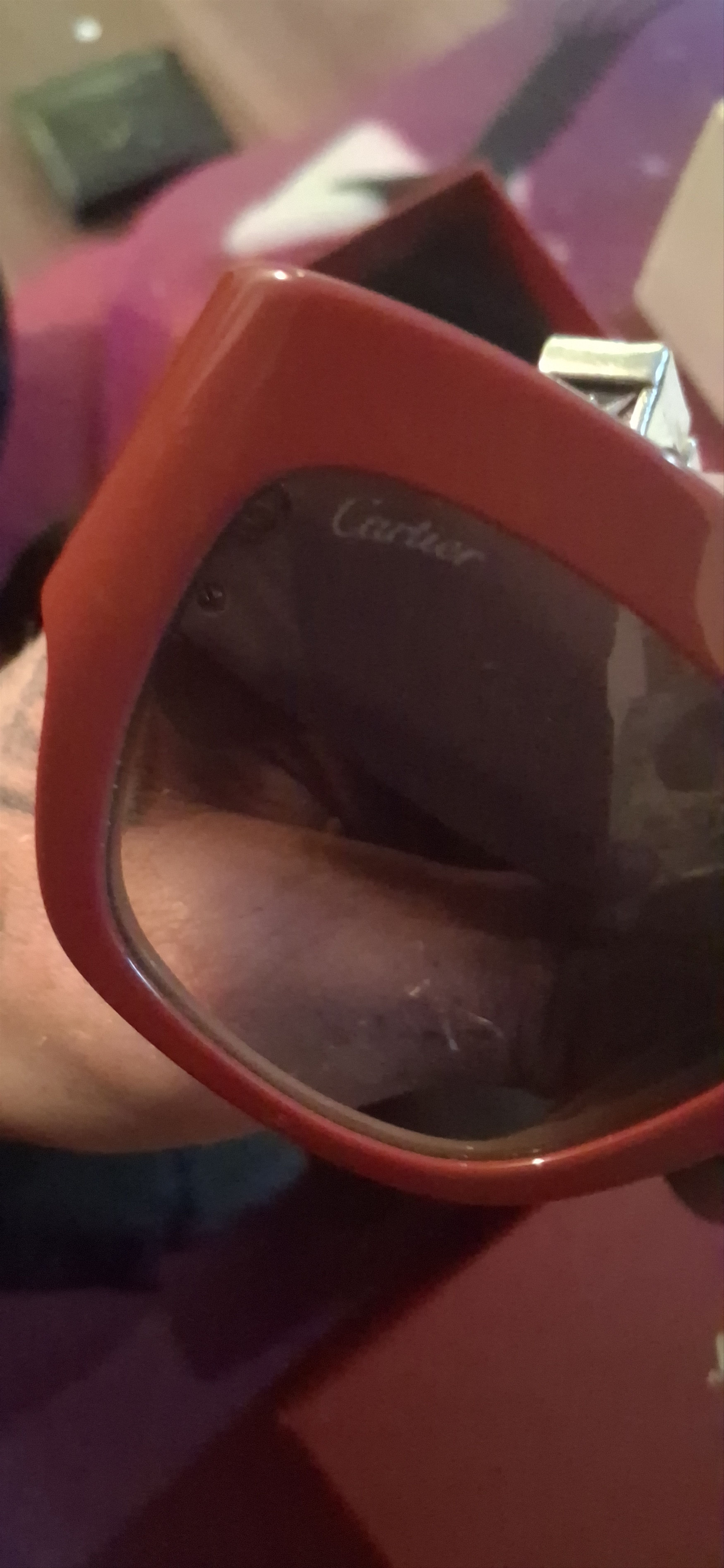 Cartier Maroon Acetate Sunglasses Size ONE SIZE - 10 Thumbnail