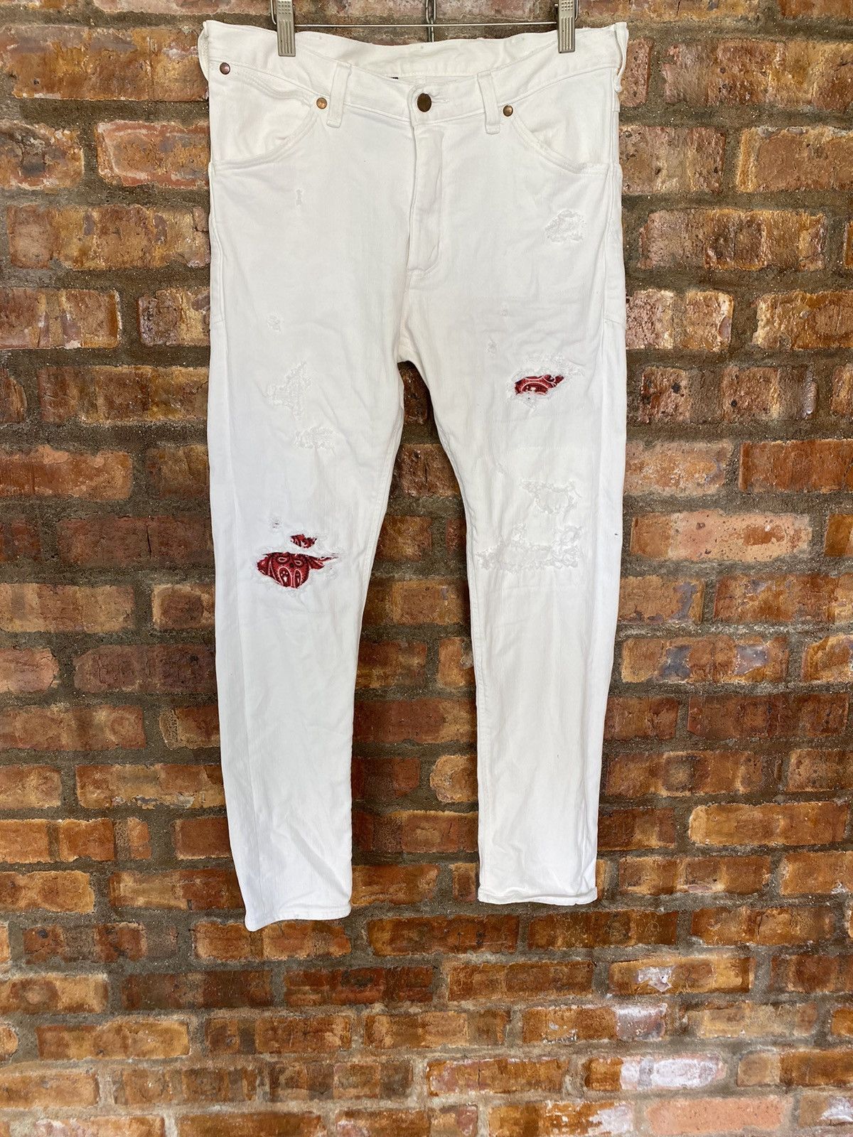 AKM AKM Japan x Wrangler Bandana patch distressed repair denim Size US 33 - 2 Thumbnail