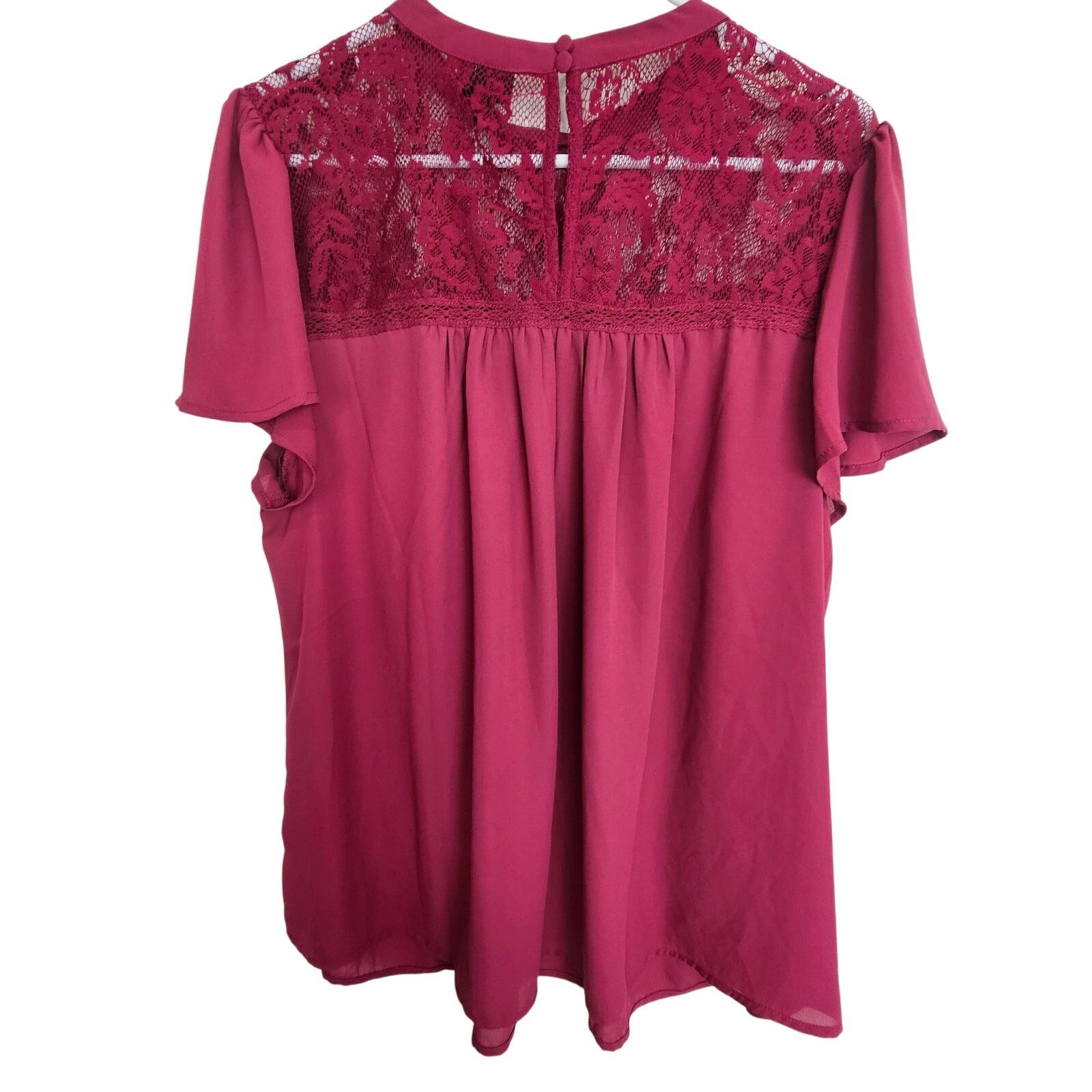 Torrid Torrid Women Burgundy Lace Detail Top Plus Size 1X Flutter Size XL / US 12-14 / IT 48-50 - 8 Thumbnail
