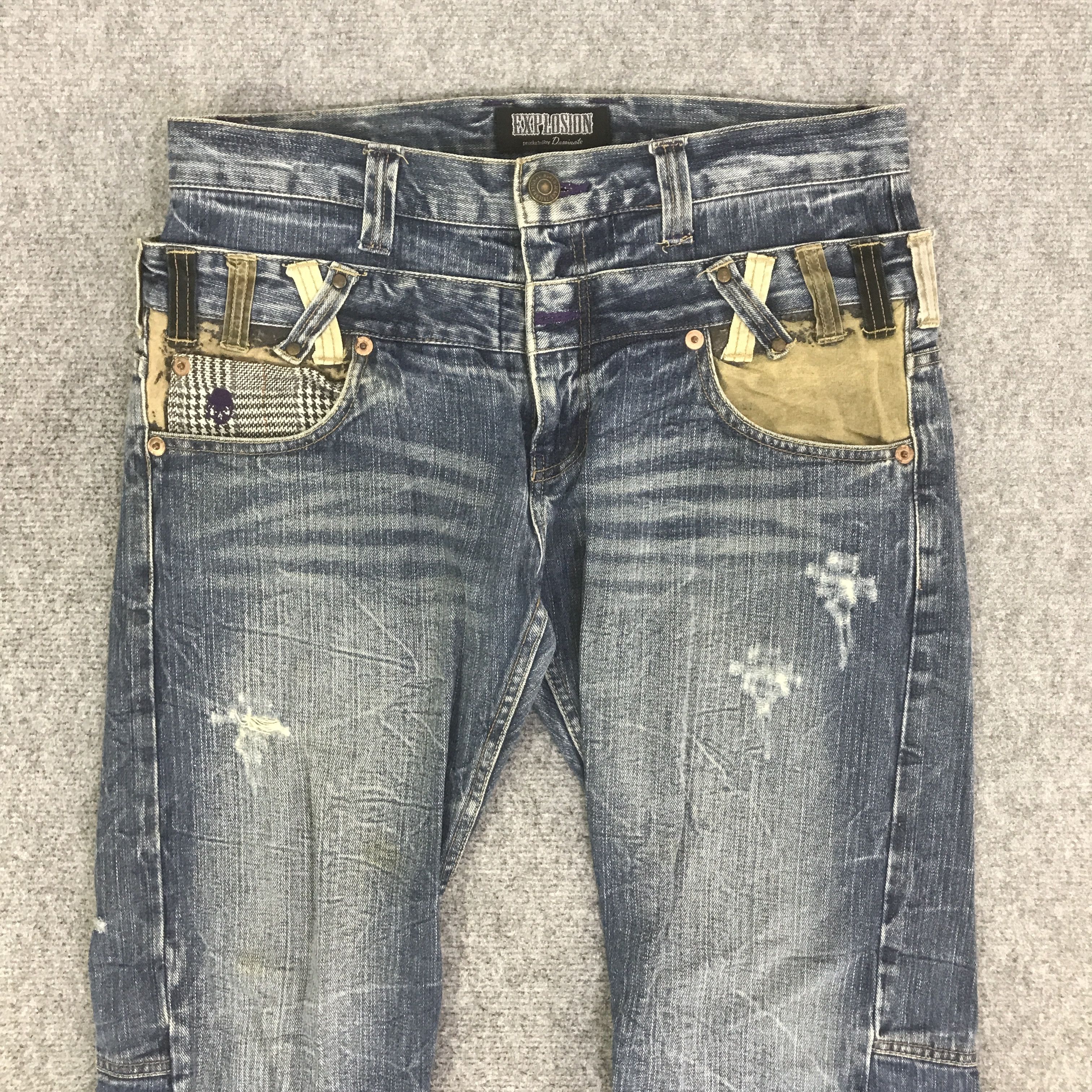 Japanese Brand DOUBLE WAIST EXPLOSION DENIM PANTS K130B18 Size US 34 / EU 50 - 2 Thumbnail