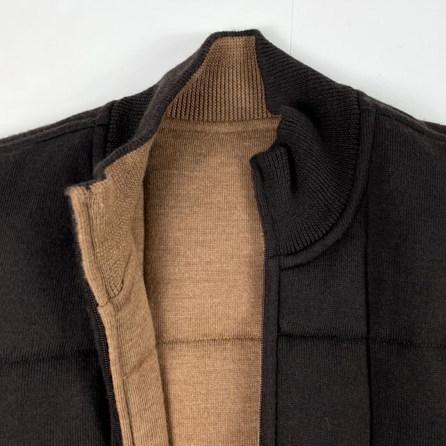 Jos. A. Bank Jos A Bank Vest Mens Large Brown Merino Wool Reversible Full Zip Quilted Golfing Vest Size US L / EU 52-54 / 3 - 7 Thumbnail