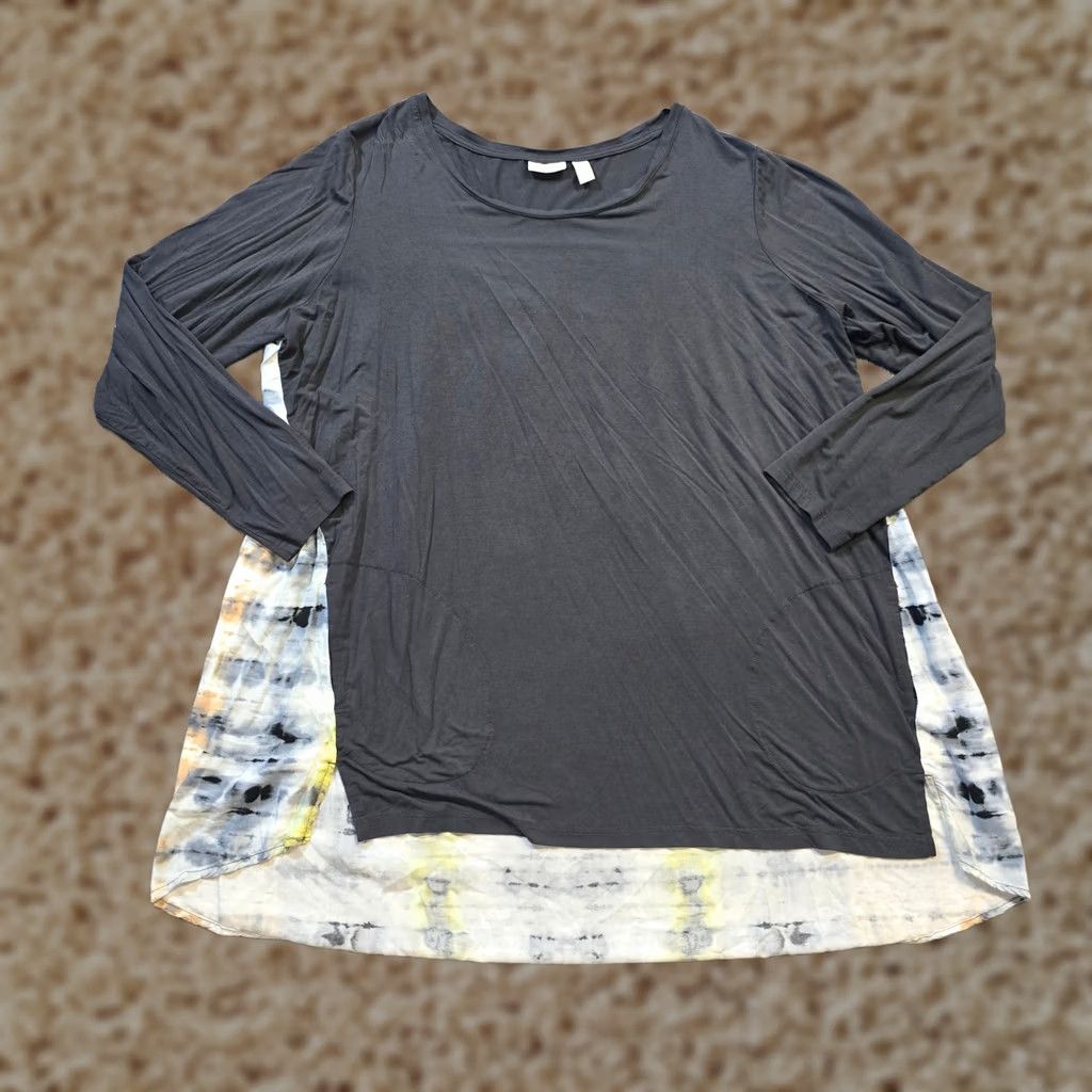 Vintage LOGO Lori Goldstein Top Shirt Womens 1X Gray Tie Dye Back Pockets Stretch Casual Size XL / US 12-14 / IT 48-50 - 1 Thumbnail