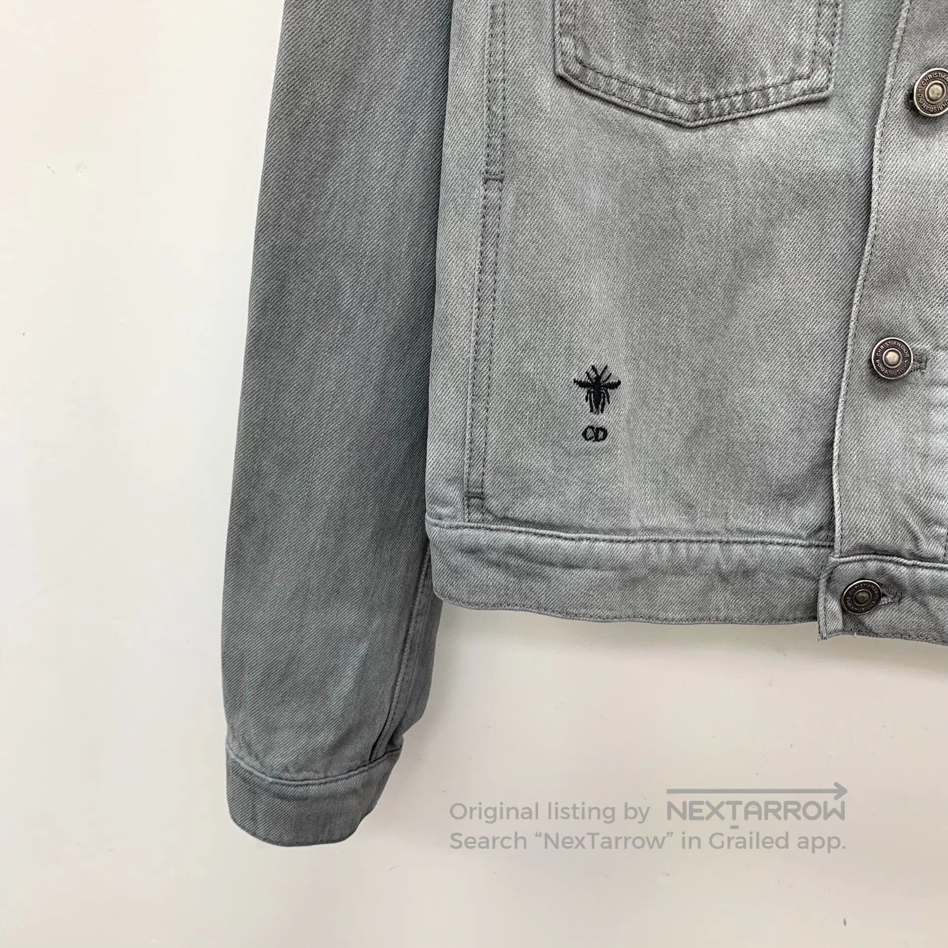 Dior Dior Gray Washed Distressed Bee Embroidered Cotton Collar Size XS / US 0-2 / IT 36-38 - 4 Thumbnail