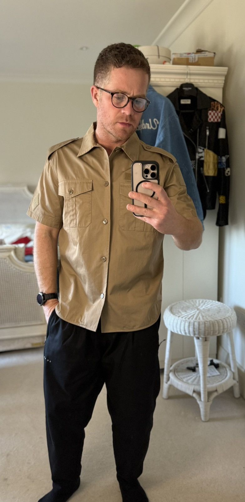 Celine SS23 $990 🤑 Celine military short sleeve shirt Hedi 41 L Size US L / EU 52-54 / 3 - 8 Thumbnail