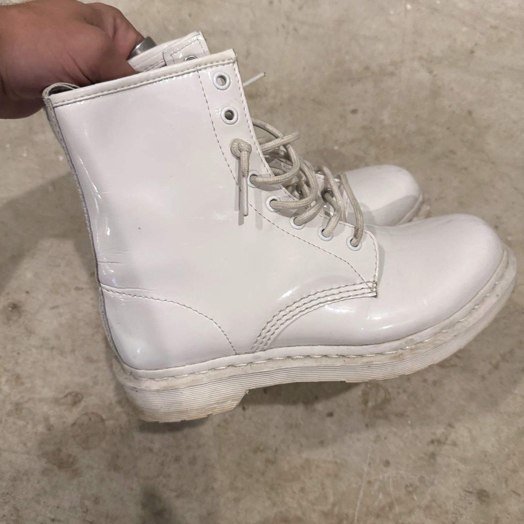 Dr. Martens VINTAGE Dr Martens Combat Boots Womens Size 8 White 1040 Boots Platform Leather 8 Eyes Womens Size US 6 / IT 36 - 2 Thumbnail