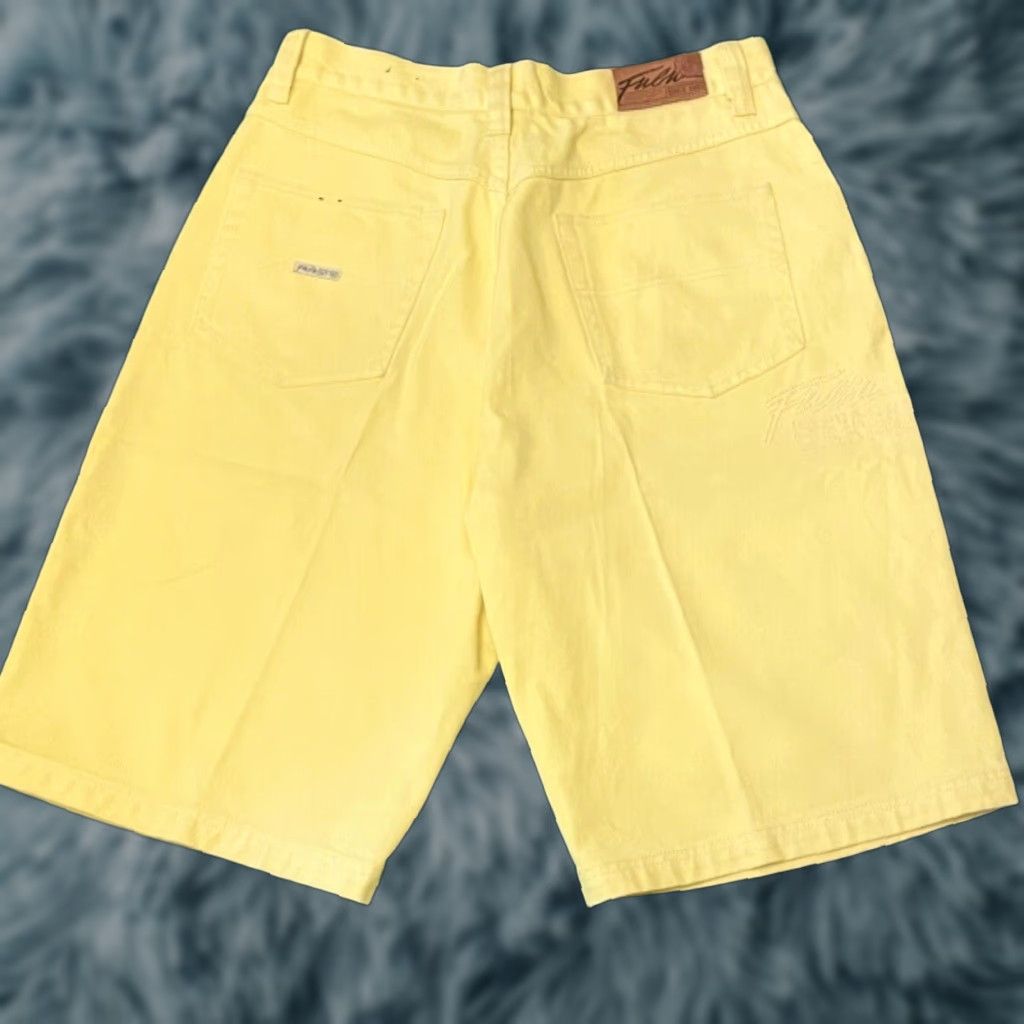 Fubu VINTAGE FUBU Baggy Hip Hop Skater Grunge Jeans Shorts Mens Size 34 Pastel JNCO Pockets Embroidery Embroidered Yellow 34 Mens Size US 34 / EU 50 - 1 Thumbnail
