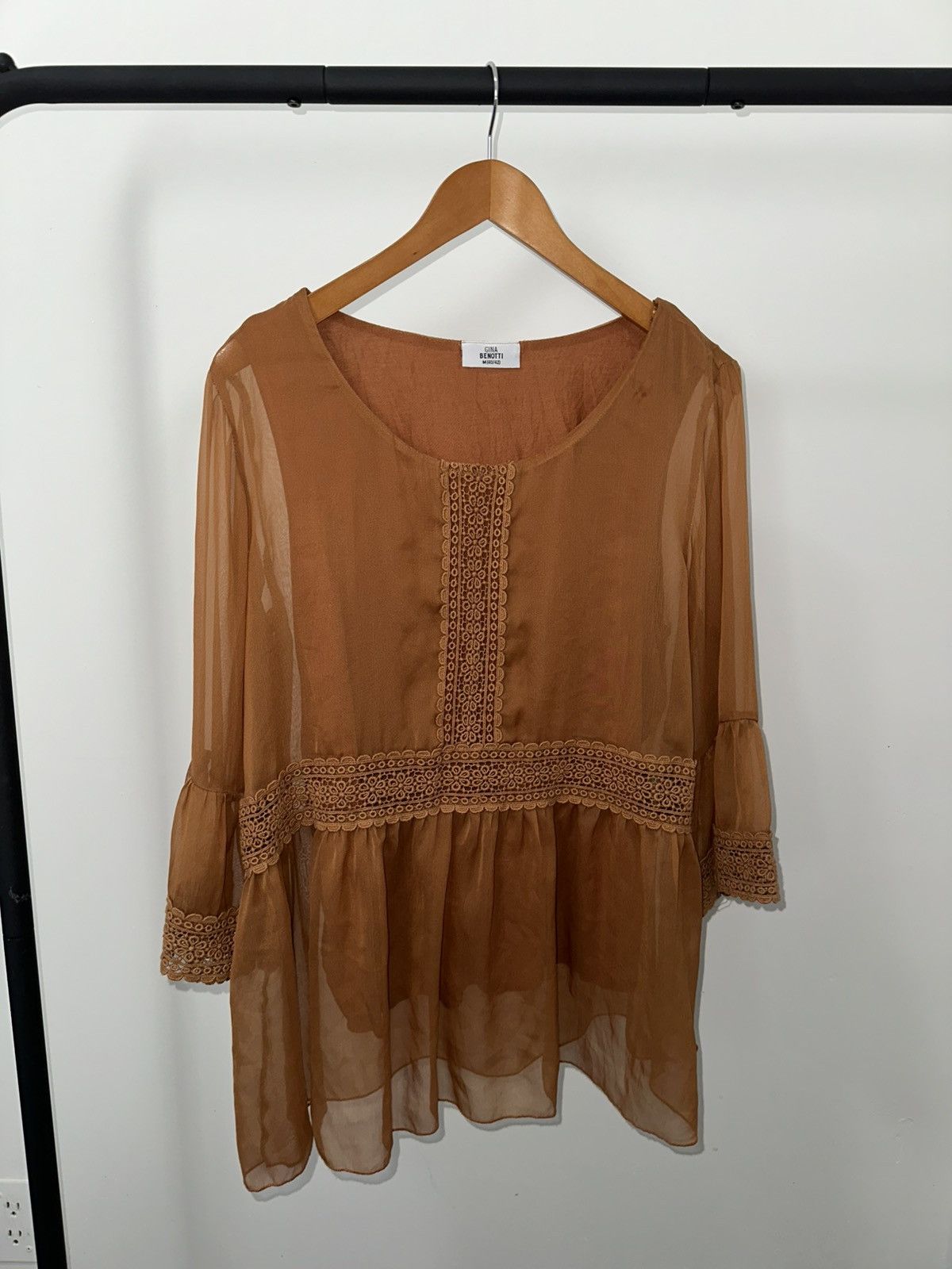 Other Y2K Gini Benotti sheer lace terracotta western 3/4 blouse Size M / US 6-8 / IT 42-44 - 1 Thumbnail