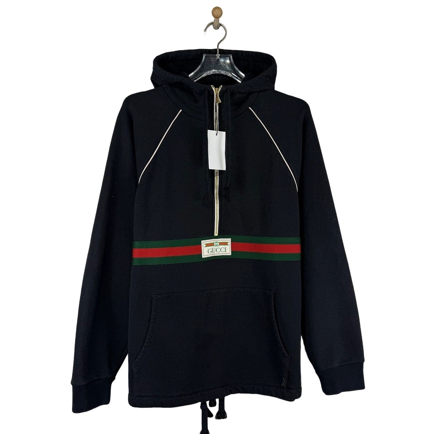 Gucci Gucci Web Stripe Half Zip Hoodie Size M Size US M / EU 48-50 / 2 - 1 Thumbnail