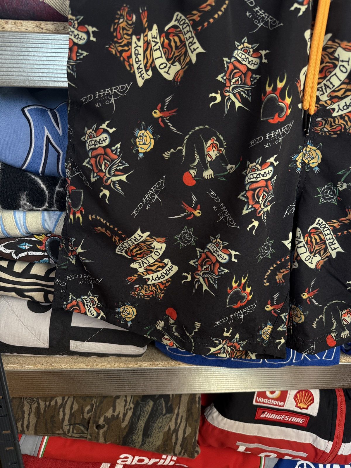 Christian Audigier Vintage Ed Hardy Japanese Tattoo Nylon Swimming Shorts Y2K Size US 34 / EU 50 - 4 Thumbnail