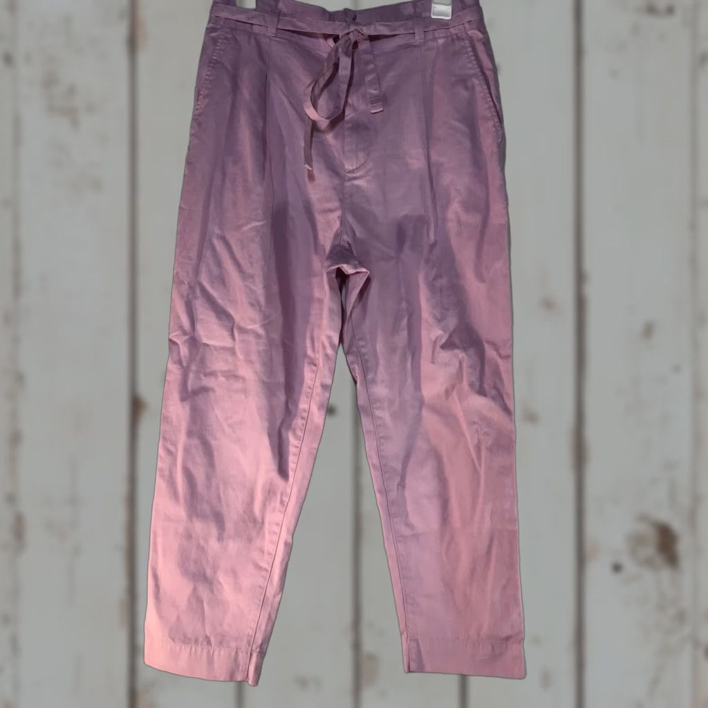 Gap VINTAGE Gap Women's Khaki Paperbag Waist Pants 8 High Rise Slight Pink Cotton Casual Workwear Size 30" / US 8 / IT 44 - 1 Thumbnail