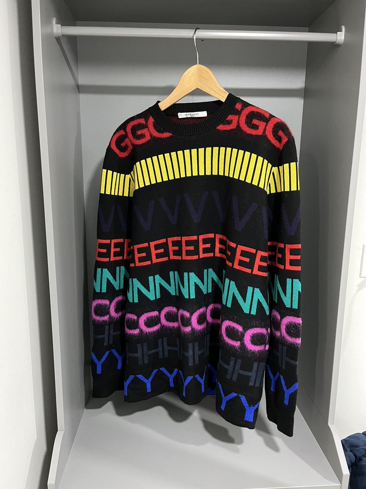 Givenchy Givenchy Contrast Multicolor Letter Sweater Grailed